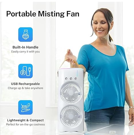 Rechargeable Mist Cooler Double Fan