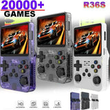 EWDGOES R36S Handheld Game Console 3.5 inch Retro Emulator System Transparent Black 64GB